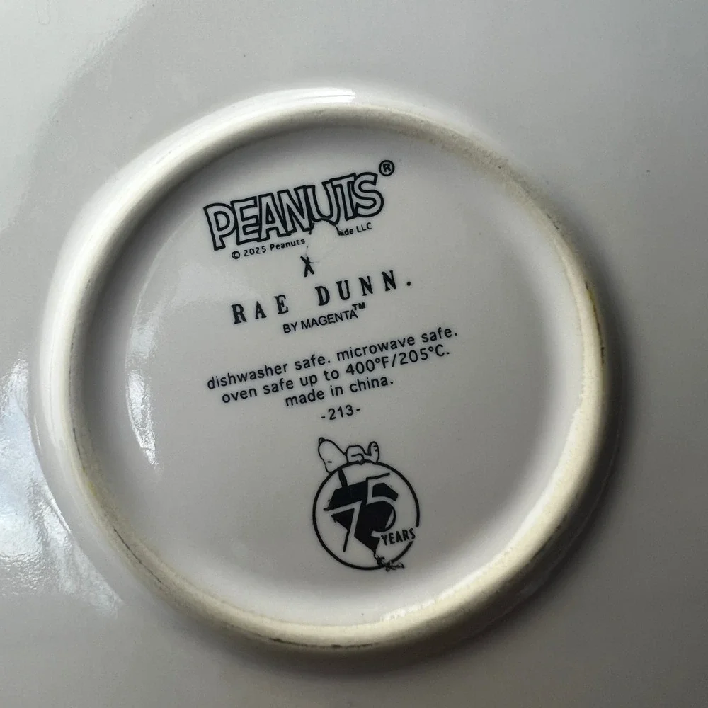 Rae Dunn Peanuts 75th Anniversary Snoopy Happiness Is Ceramic Baking Dish White